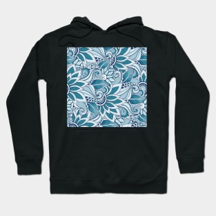 Doodle Pattern with Floral Motifs Hoodie